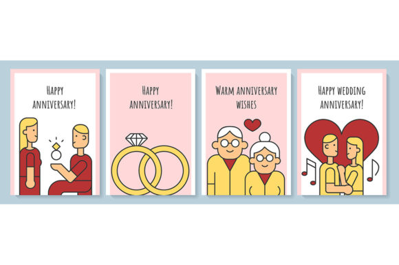 Anniversary Greeting Card Set Graphics for Digital Sellers