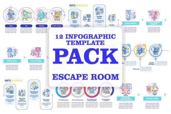 Escape Rooms Infographic Template Bundle
