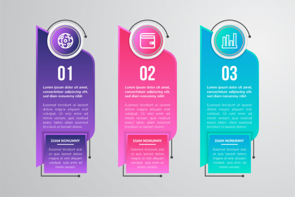 Half Hexagon Infographic Three Step Graphics