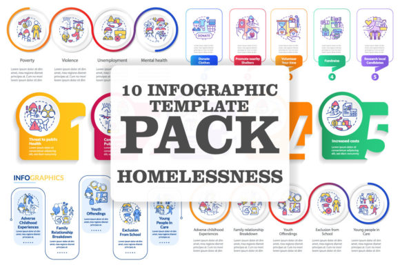 Homelessness Infographic Template Bundle Graphics
