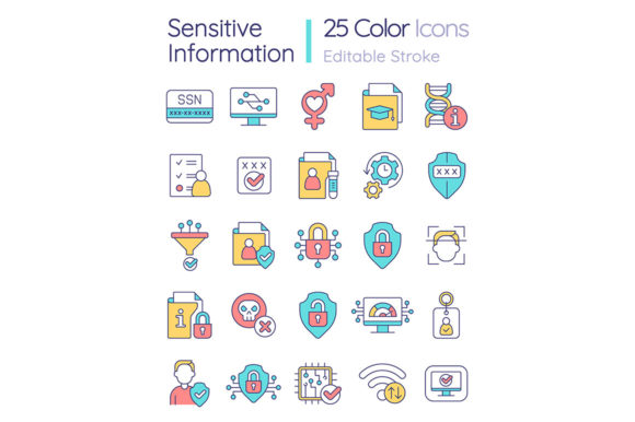 Sensitive Information RGB Color Icons Graphics