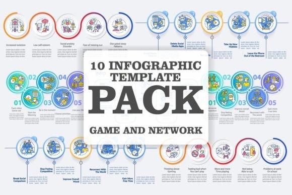 Social Media Addiction Infographic Set Graphics