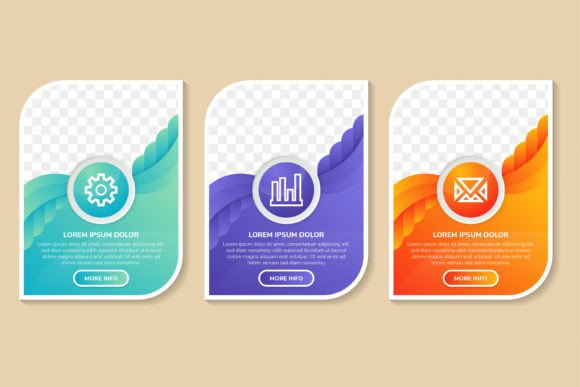 Three Curve Element Banner Graphics for Crafters