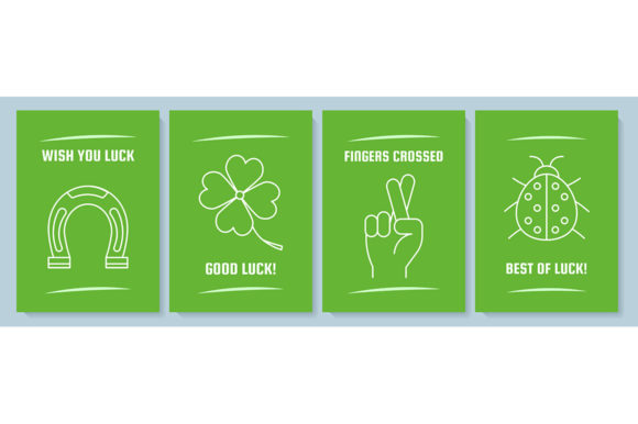 Wishing Luck Green Postcard Graphics for Editorial and Web Use